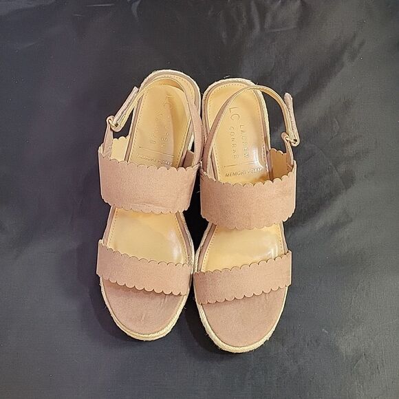 BRAND NEW LC LAUREN CONRAD CACTUS FLOWER WOMEN'S WEDGE SANDALS - Picture 3 of 16